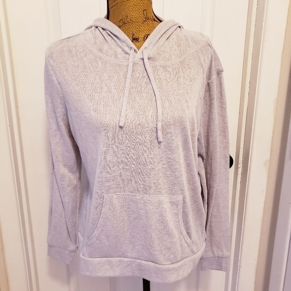 Weatherproof Vintage Hoodie Women's Medium M Grey Burnout Hooded Sweatshirt EUC
